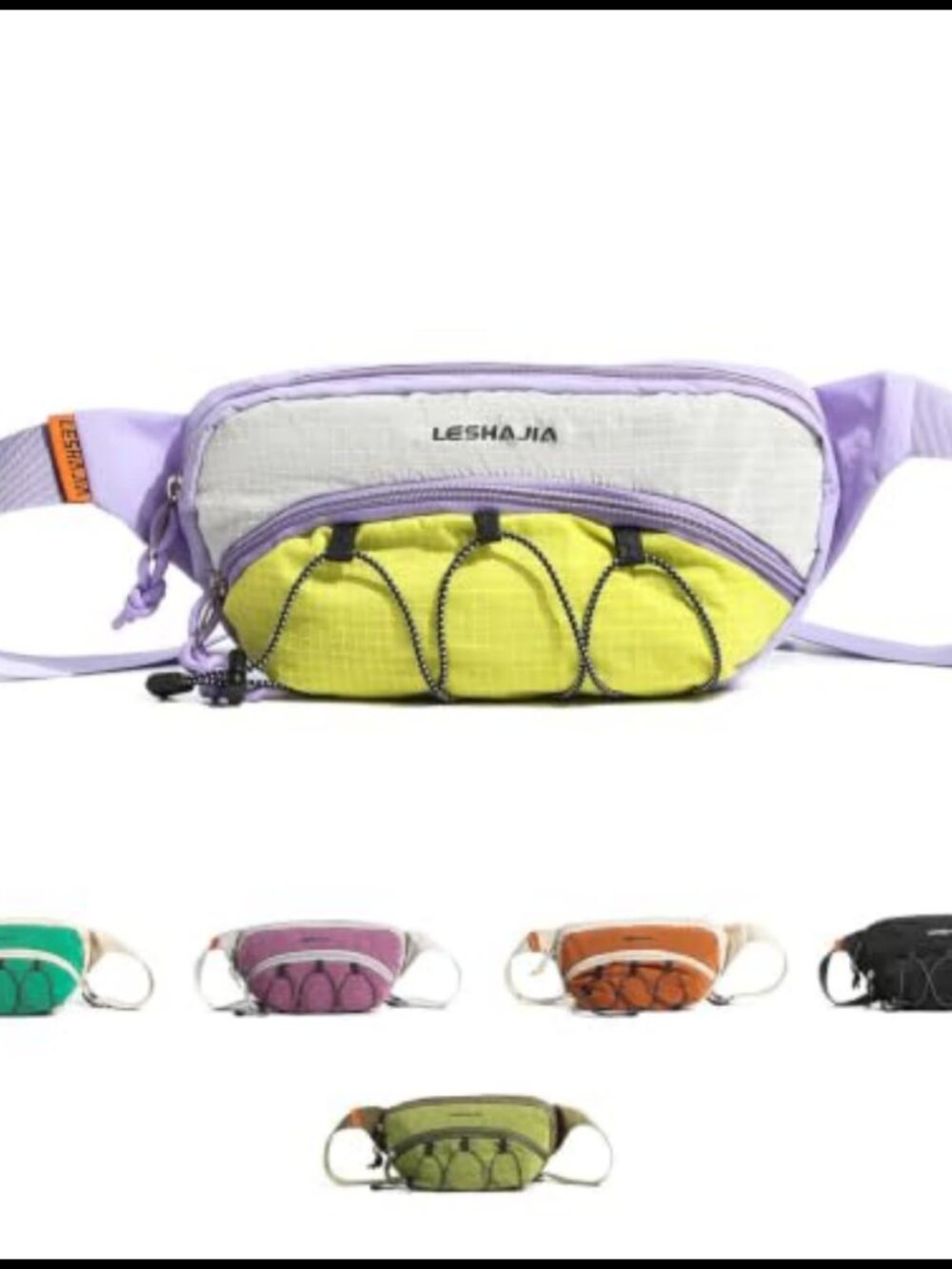 Water Resistant Nylon Waist Bag with Bottle Holder Crossbody Running Fanny Pack